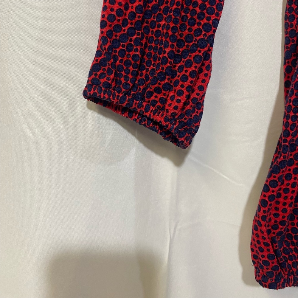 MICHAEL Michael Kors Women's Red with Navy Dot Print 3/4 Sleeve Top Size PM - Picture 6 of 16